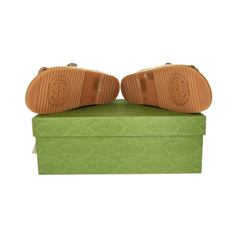Gucci Moritz Raffia Slide Sandals - Picture 6 of 7